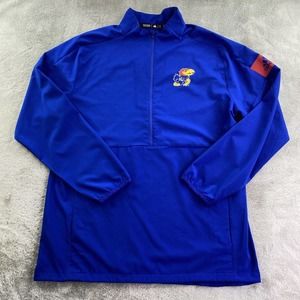 Kansas Jayhawks Jacket Mens Medium Blue Adidas Pullover College University Team